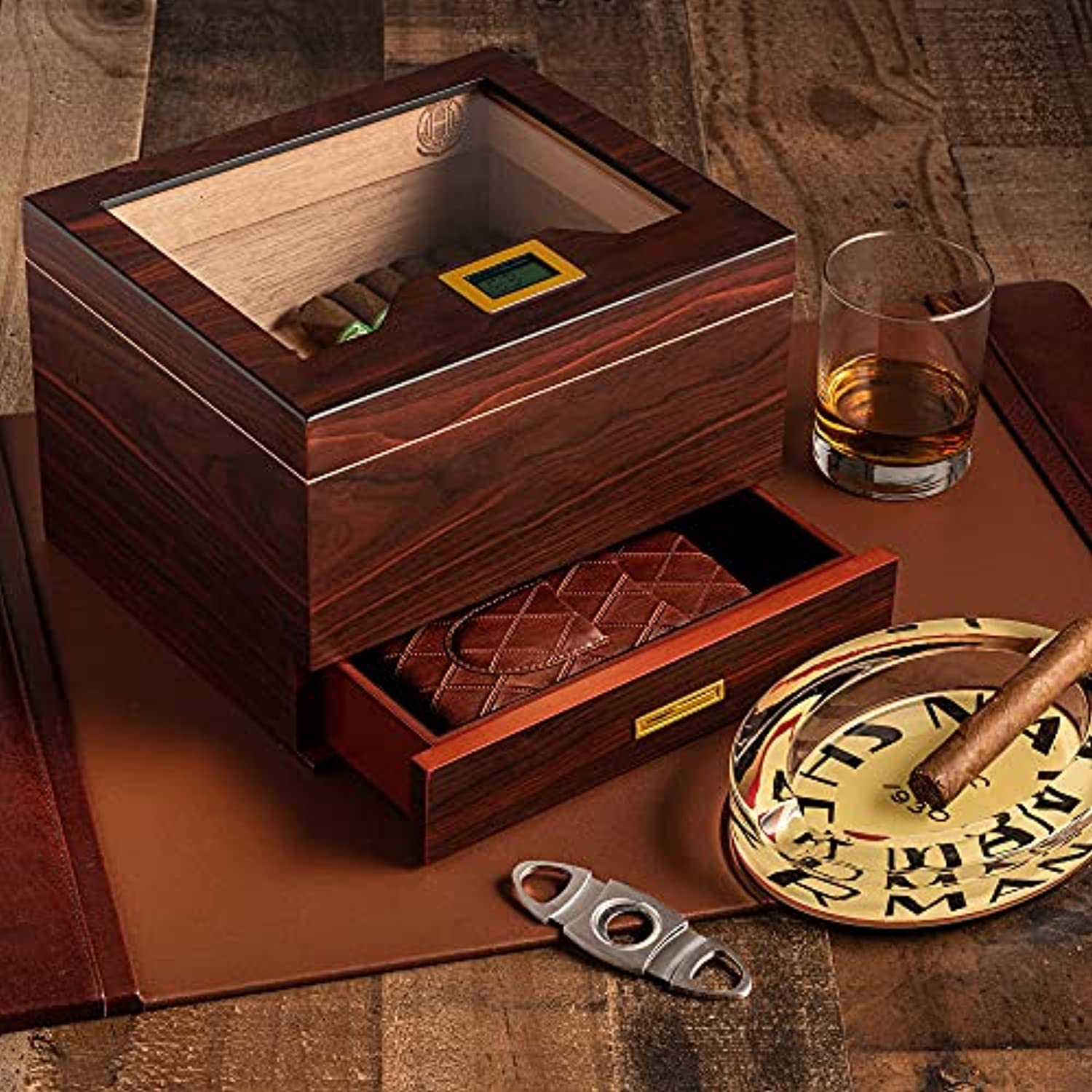 Hugo’s Cigar Humidor Box Cigar Case 35 to 60 Cigars Antique Box