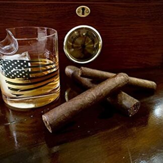 American Flag Whisky Glass With Cigar Slot, Set of 2 Delivered in Custom Round Gift Box, Ideal For Lover of Whisky, Bourbon, Scotch & Cigars, Christmas Gift, New Years, Gift for Groomsmen.