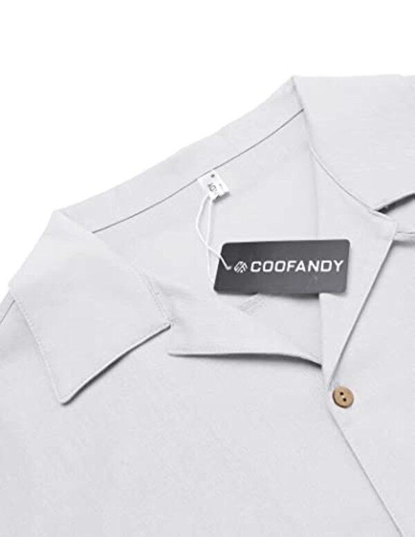 COOFANDY Men's Cotton Linen Shirts Long Sleeve Casual Buttton Down Shirts Beach Top - Image 6