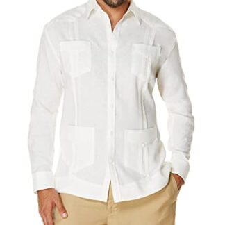 Cubavera Men's 100% Linen Four-Pocket Long Sleeve Button Down Guayabera Shirt (Size Small-5x Big & Tall)