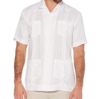 Cubavera Men's 100% Linen Four-Pocket Short Sleeve Button-Down Guayabera Shirt (Size Small - 5X)