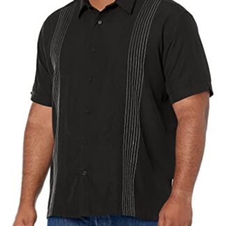 Cubavera Men's Striped Panel Dobby Short Sleeve Button-Down Shirt (Size Small - 5X Big & Tall)
