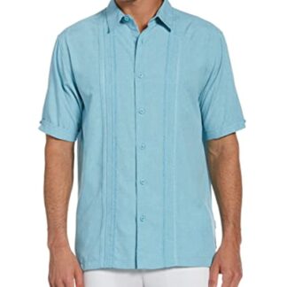 Cubavera Men's Chambray Pintuck Short Sleeve Button-Down Shirt (Size Small-4x Big & Tall)