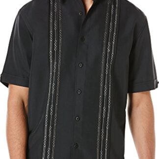 Cubavera Men's Short Sleeve Cuban Camp Shirt with Contrast Insert Panels