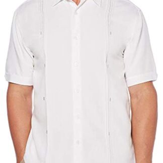 Cubavera Men's Short Sleeve Cuban Camp Shirt with Contrast Insert Panels