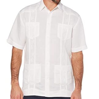 Cubavera Men's Four-Pocket Mini Pintuck Embroidered Short Sleeve Guayabera Shirt