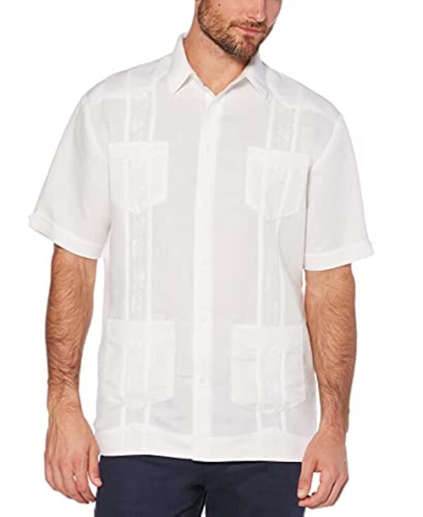 Cubavera Men's Four-Pocket Mini Pintuck Embroidered Short Sleeve Guayabera Shirt