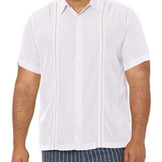Cubavera Men's Short Sleeve Insert Panels with Pick Stitch Shirt