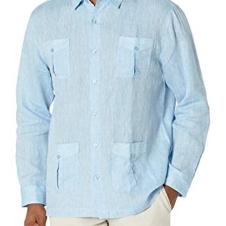 Cubavera Men's Long Sleeve Dobby 4 Pocket Guayabera Shirt