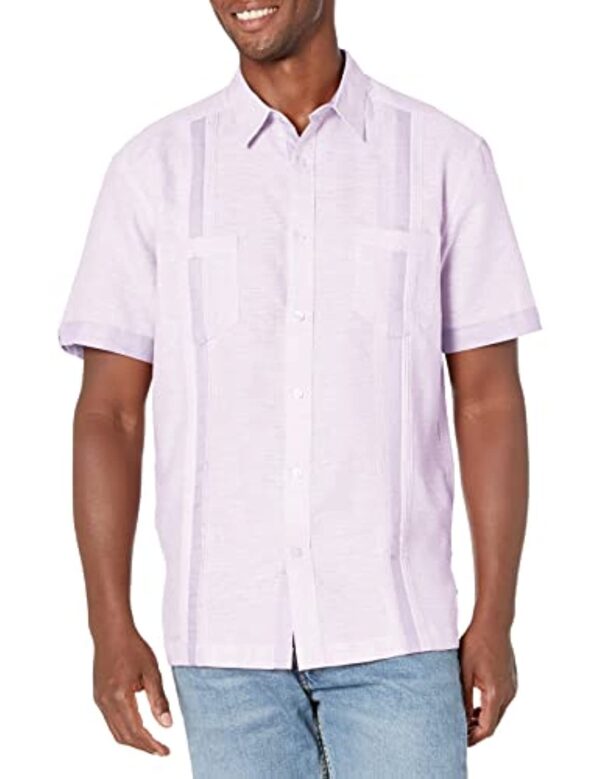 Cubavera Men's Linen-Blend Textured Two-Pocket Short Sleeve Button-Down Guayabera Shirt - Image 2