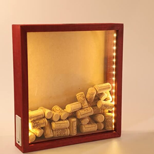 Slot-Wine Cork Holder-Ticket Display Case Frame Come with Light-Beer Caps cigar labels show case-Burgundy - Image 3