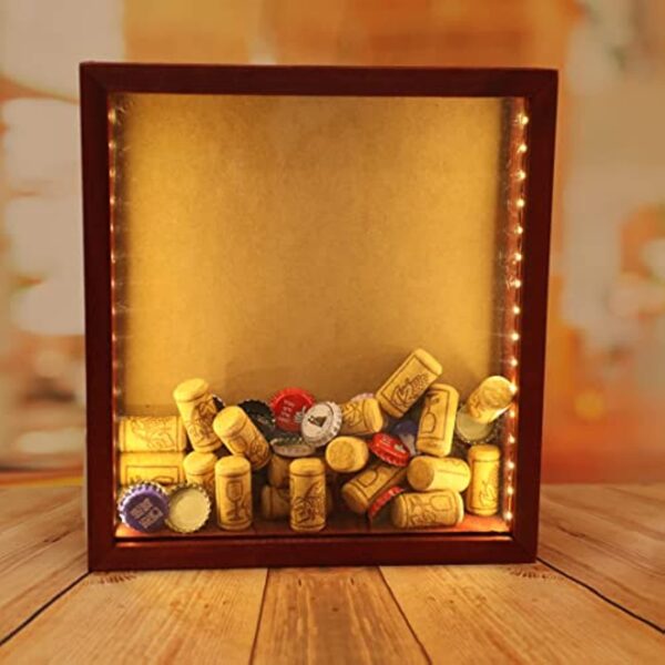 Slot-Wine Cork Holder-Ticket Display Case Frame Come with Light-Beer Caps cigar labels show case-Burgundy - Image 7