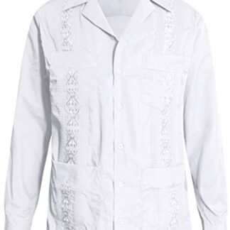 Guytalk Men's Cuban Guayabera Button-Down Long Sleeve Shirt