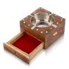 Handcrafted Cigarette Smoking Wooden Ashtray With Compartment For Home Living Room Office Patio Poker Coffee Tabletop For Cigarettes Unique Vintage Decorative Square Indoor Outdoor Ash Holder - Image 2
