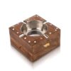 Handcrafted Cigarette Smoking Wooden Ashtray With Compartment For Home Living Room Office Patio Poker Coffee Tabletop For Cigarettes Unique Vintage Decorative Square Indoor Outdoor Ash Holder - Image 3