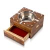 Handcrafted Cigarette Smoking Wooden Ashtray With Compartment For Home Living Room Office Patio Poker Coffee Tabletop For Cigarettes Unique Vintage Decorative Square Indoor Outdoor Ash Holder - Image 4
