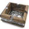 Home_Decor Vintage Wooden Ashtray Outdoor Cigar Ashtray Aluminum Black Square Antique Home Decor Wood AS006 Brown Medium - Image 2