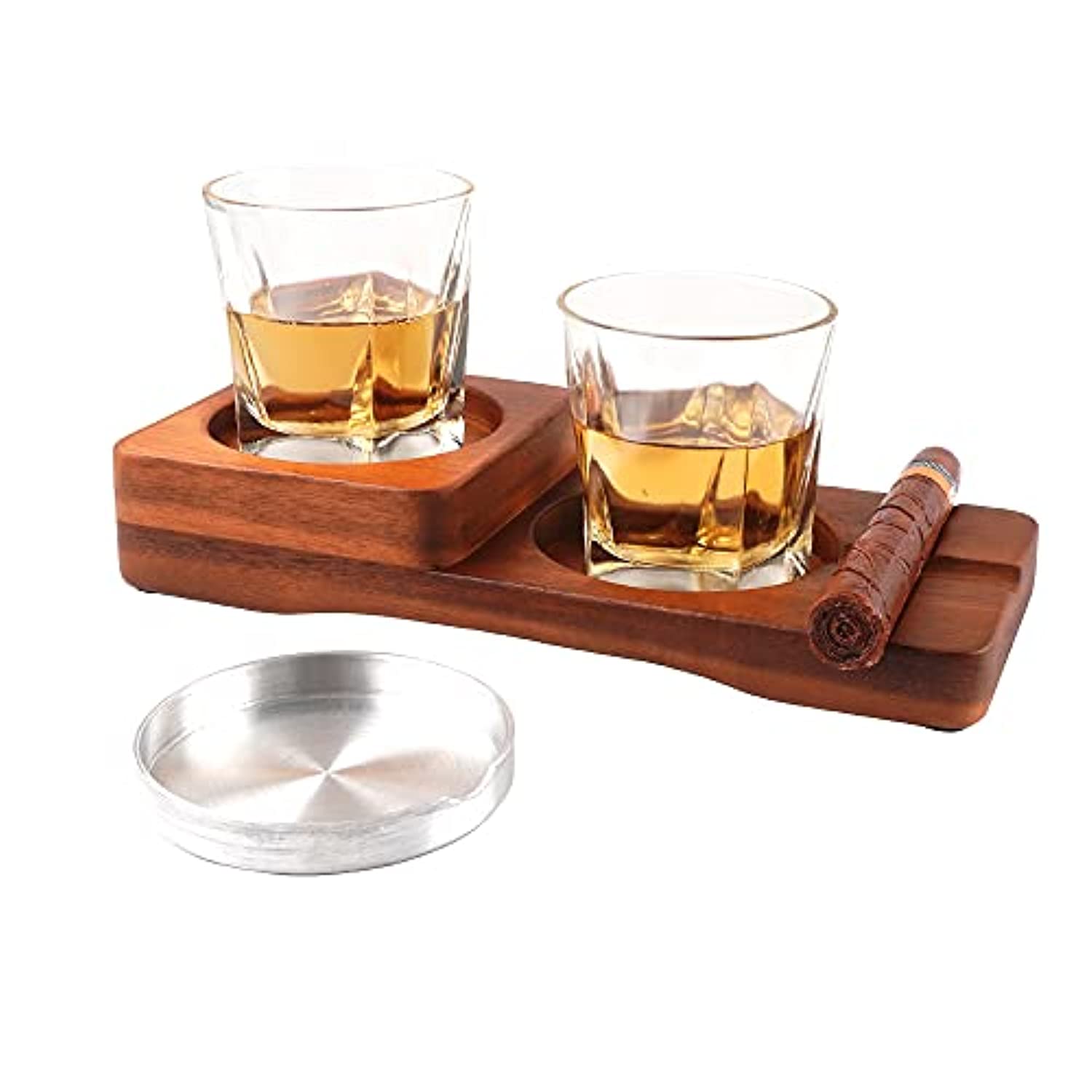 Rustic Wooden Cigar Ashtray Coaster Cigar Whiskey Glass And Tray Holderslot To Hold Cigar 9672