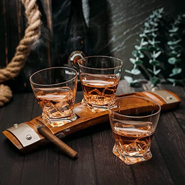 The Wine Savant Glass & Coaster & with 3 Whiskey Glasses Slot to Hold, Whiskey Glass Gift Set, Rest, Accessory Set Gift for Dad, Men Home Office Decor Gifts, Fathers Day - Image 3