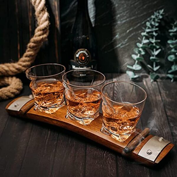 The Wine Savant Glass & Coaster & with 3 Whiskey Glasses Slot to Hold, Whiskey Glass Gift Set, Rest, Accessory Set Gift for Dad, Men Home Office Decor Gifts, Fathers Day - Image 5