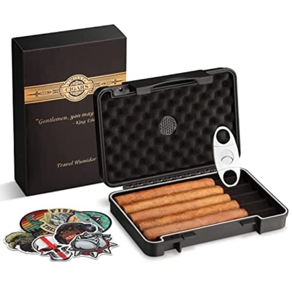 Travel Cigar Humidors Case Box with Cigar Accessories for Men - Image 2