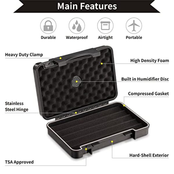 Travel Cigar Humidors Case Box with Cigar Accessories for Men - Image 3