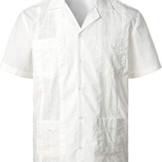VATPAVE Mens Short Sleeve Button Down Cuban Guayabera Shirts