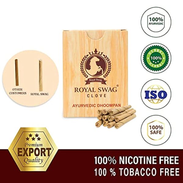 ROYAL SWAG Ayurvedic & Herbal Long Filtered Bidi Smoke (Pack of 5 X 20 Bidi Sticks Per Pack) with 12 ml Shot to Stop Nicotine Craving Tobacco Free Dhoompan Helps in Quit Smoking (100 Sticks, 1 Shot) - Image 3