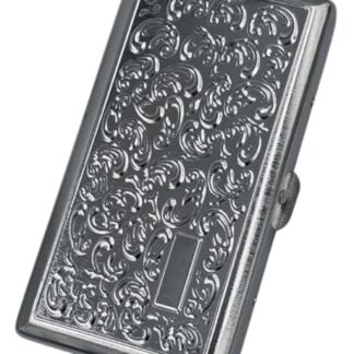 Cigarette Case Victorian Style Metal Holder for Regular, King and 100's Size Pocket Protective Security Wallet (Flo-S100, Silver)