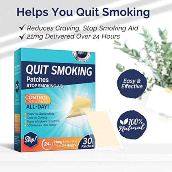 21mg Quit Smoking Patches,Step 1 Stop Smoking Aids Patches,30 Count Transdermal System Patch,Quit Smoking Stickers That Work with 2 Weeks,Easy and Effective Help to Quit That Work - Image 3
