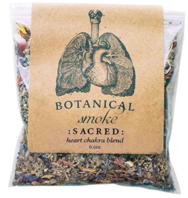 Anima Mundi Smokable Herbs - Sacred Smoke - Heart Chakra Herbal Smoking Blend - with Relaxing Botanicals Like Mugwort, Skullcap, Blue Cornflower, Calendula & Rose Petals (0.5oz)