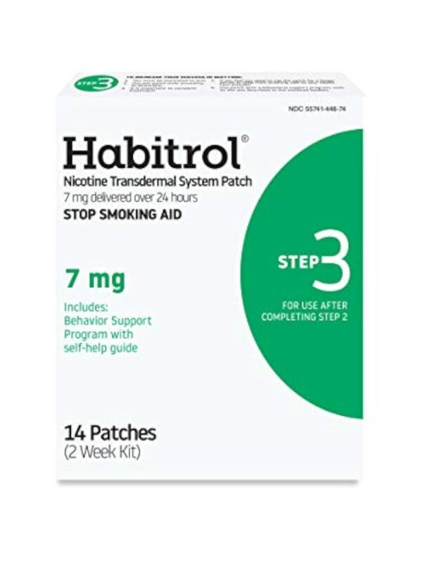 Habitrol Nicotine Transdermal System Patch | Stop Smoking Aid | Step 3 (7 mg) | 14 Patches | (2 Week Kit)