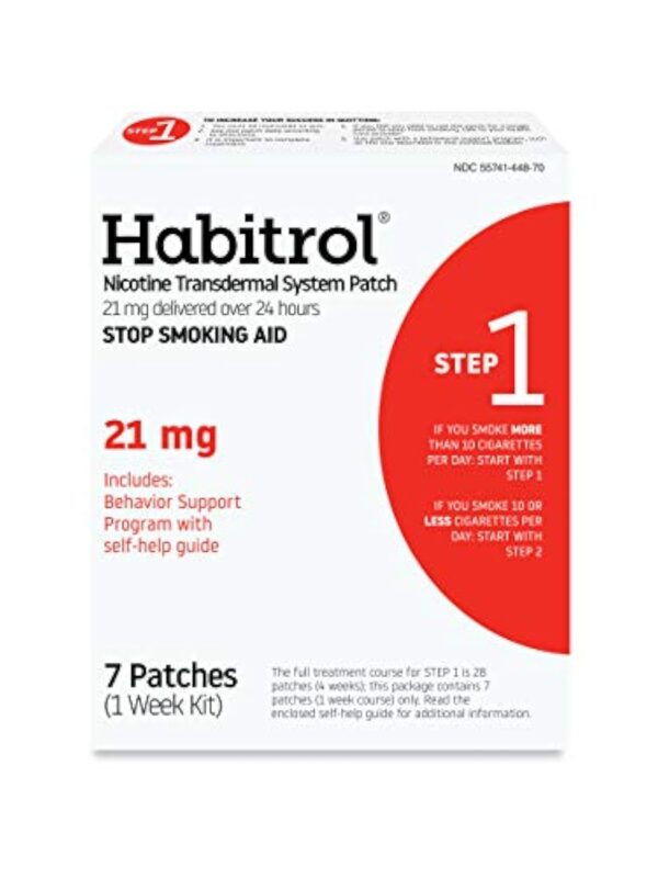 Habitrol Nicotine Transdermal System Patch | Stop Smoking Aid | Step 1 (21 mg) | 7 Patches (1 Week Kit)