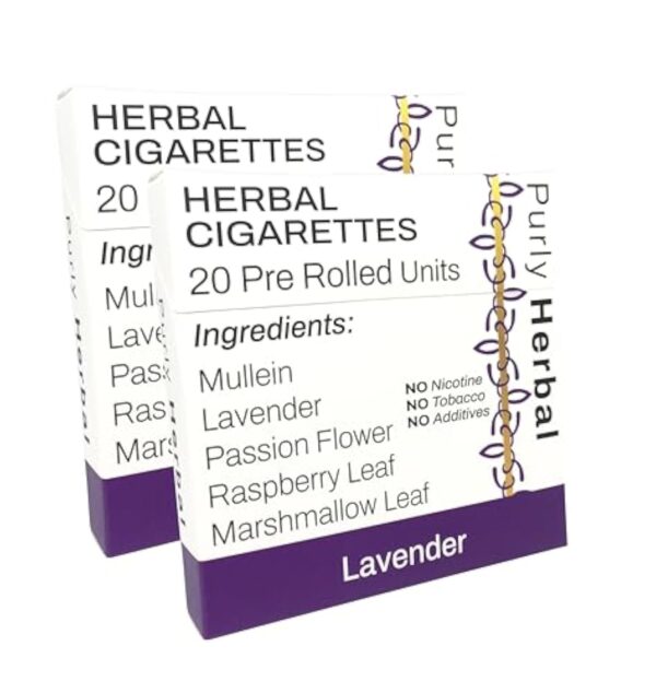 Herbal Cigarettes | Lavender | 40 Herbal Cigarettes | Tobacco & Nicotine Free | Premium Blend, Purple