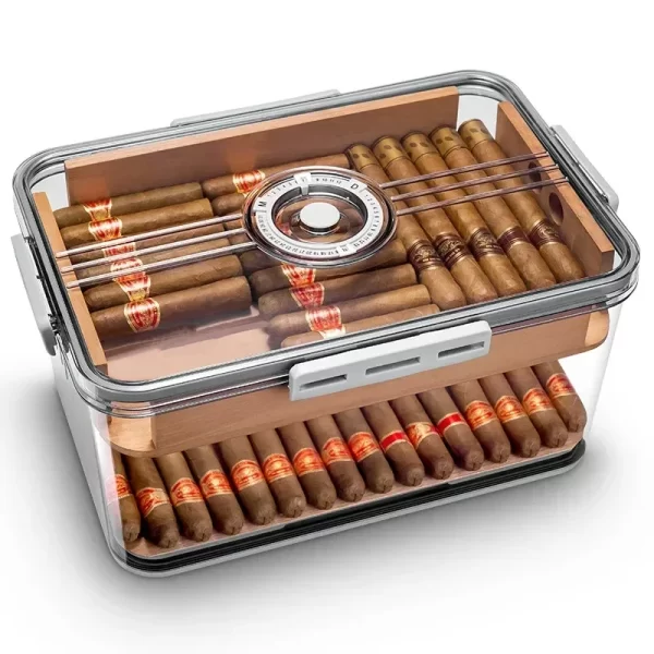 Transparent Cigar Box Cedar Chip Moisturizing Tank Hygrometer Portable Humidor for Cigar Accessories Cigars Accesories Cases