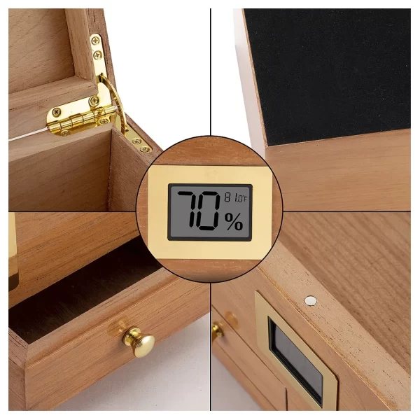 Humidor Humidifier Travel Smoking W/hygrometer For Drawers 2 Portable Wood Storage Box Cabinet Cedar Cohiba Cigar - Image 5