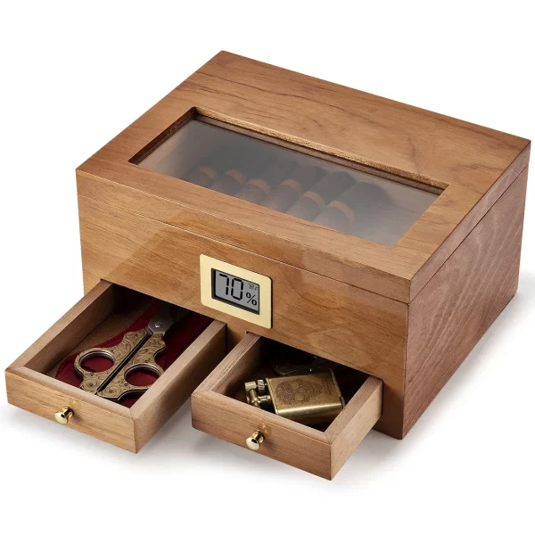 Humidor Humidifier Travel Smoking W/hygrometer For Drawers 2 Portable Wood Storage Box Cabinet Cedar Cohiba Cigar - Image 3