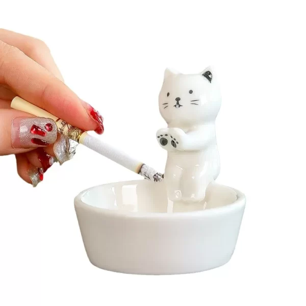 Ceramic Cartoon Cat Ashtray Creative Animal Cat Ashtray Office Desktop Decoration Ceramic Home Decoration Accessories Ashtray - Image 5