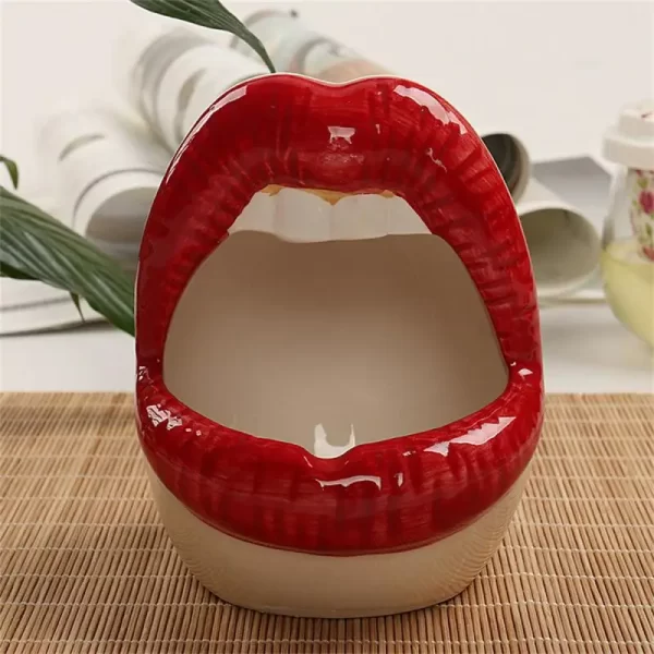 China Ceramic Ashtray Cute Cartoon Ashtray Lips Creative Personality Trendy Mouth Fashion Home Mini Send Boyfriend Gift Cigarett - Image 5