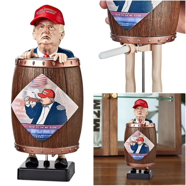 Funny Cigarette Holder Pop Up Cigarette Dispenser Donald Trump in The Wooden Barrel Cigarette Case for Christmas Party Home Deco