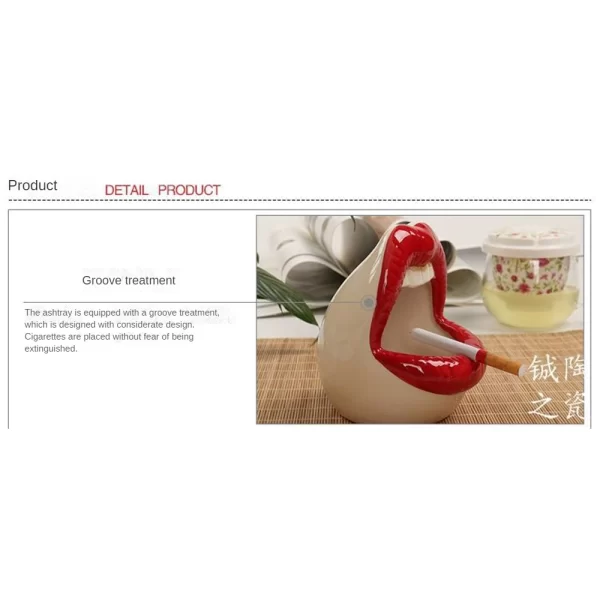 China Ceramic Ashtray Cute Cartoon Ashtray Lips Creative Personality Trendy Mouth Fashion Home Mini Send Boyfriend Gift Cigarett - Image 4