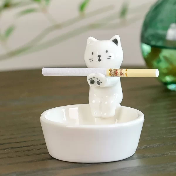 Ceramic Cartoon Cat Ashtray Creative Animal Cat Ashtray Office Desktop Decoration Ceramic Home Decoration Accessories Ashtray - Image 2