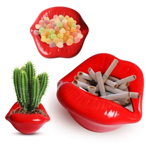 Ashtray Lip Shape Ash Tray Smoking Cigarettes Tobacco Weed Ashtray 3D Funny Mouth Home Office Ornament Decoration Storage Holder