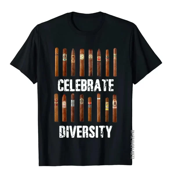 Celebrate Diversity Smoke Cigars T-Shirt Cigar Smoking Shirt High StreetCamisa Tops Shirt Retro Cotton Mens T Shirts