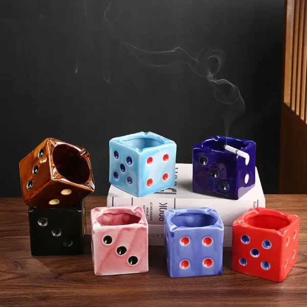 Modern Square Dice Ceramic Ashtray Restaurant Hotel Ornament Birthday Gift Abstract Fun Ashtray Car Living Room Home Decoration