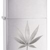 Zippo Brushed Chrome Marijuana Leaf Pocket Lighter (29587), One Size,High Polish Chrome - Image 2