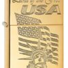 Zippo Lighter: USA Land of The Free, Engraved - High Polish Brass 80681 - Image 2